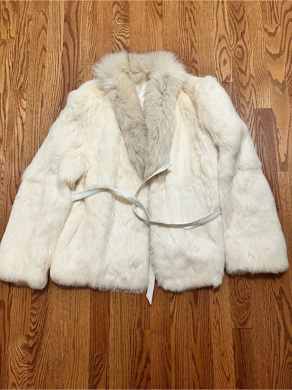 Vintage Rabbit Fur Coat with belt